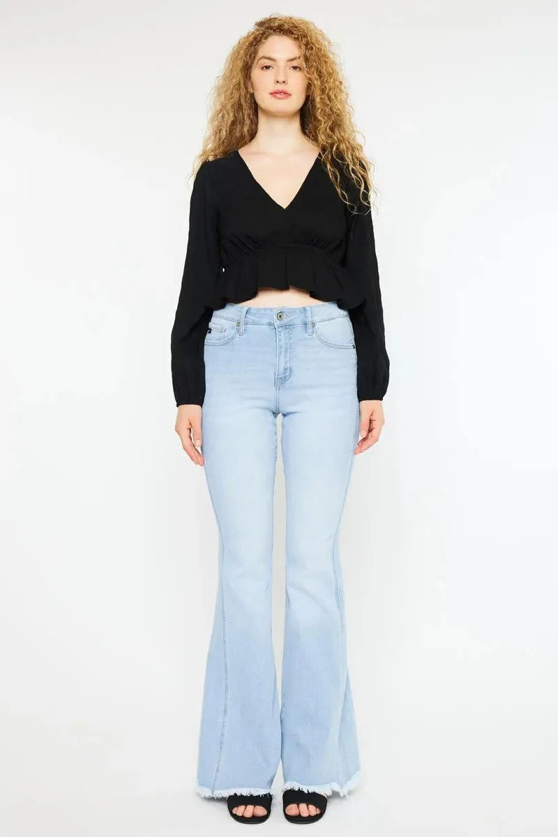 Kancan High Rise Curvy Flare Jeans for Chic Style