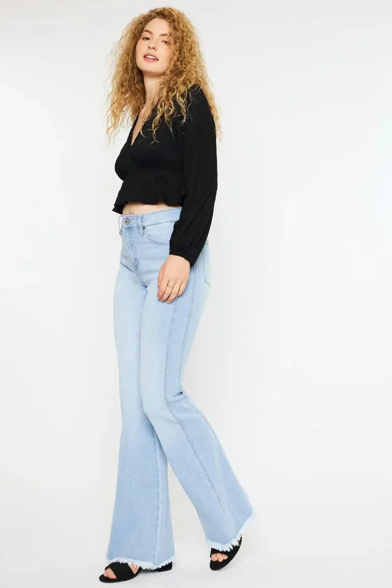 Kancan High Rise Curvy Flare Jeans for Chic Style