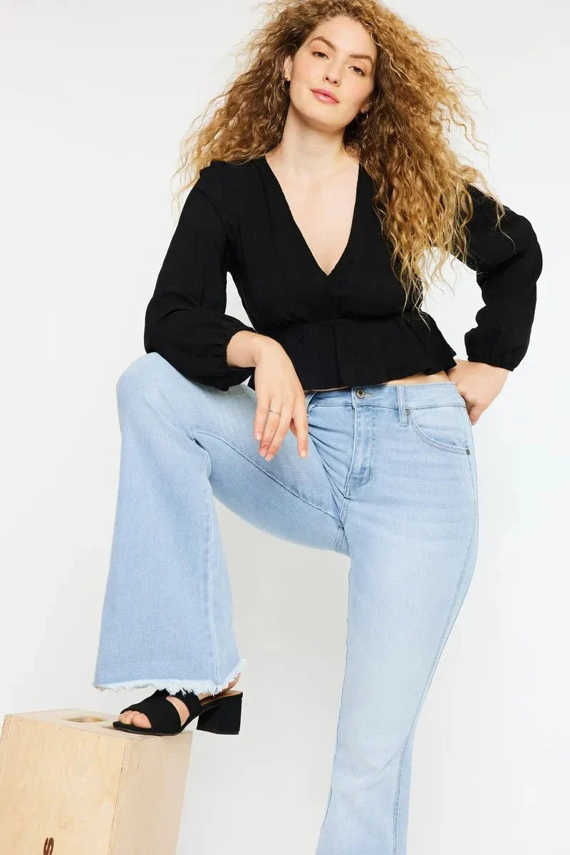 Kancan High Rise Curvy Flare Jeans for Chic Style