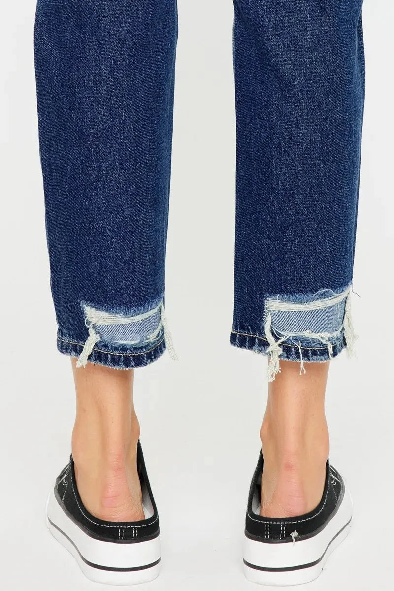 Kancan High Rise Distressed Mom Fit Jeans for Women