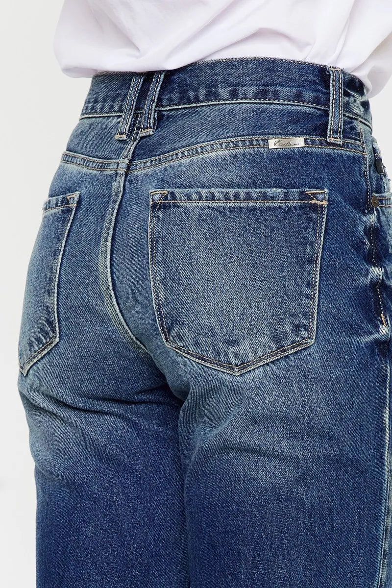 Kancan High Rise Distressed Mom Fit Jeans for Women