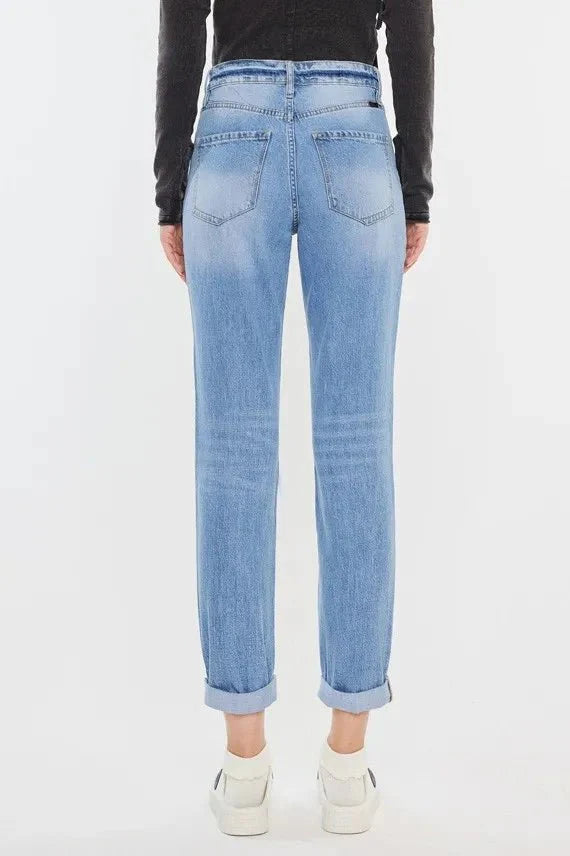 Kancan High Rise Distressed Mom Jeans for Trendy Style