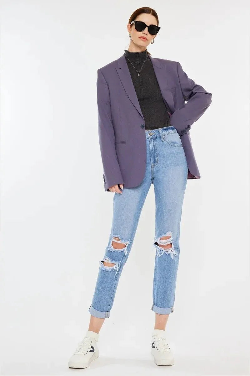 Kancan High Rise Distressed Mom Jeans for Trendy Style