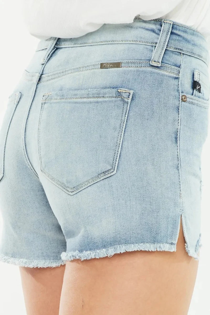 Kancan High Rise Side Slit Denim Shorts for Women