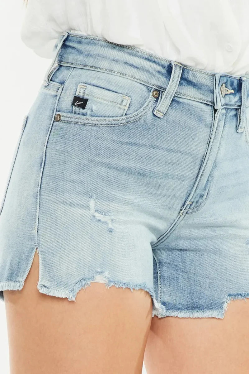 Kancan High Rise Side Slit Denim Shorts for Women