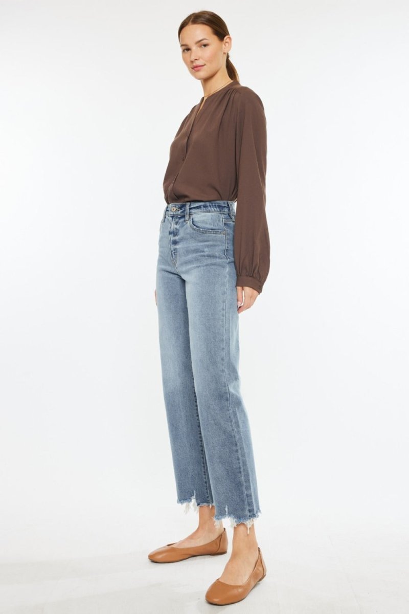 Premium Kancan High Rise Slim Wide Leg Jeans in Light Wash