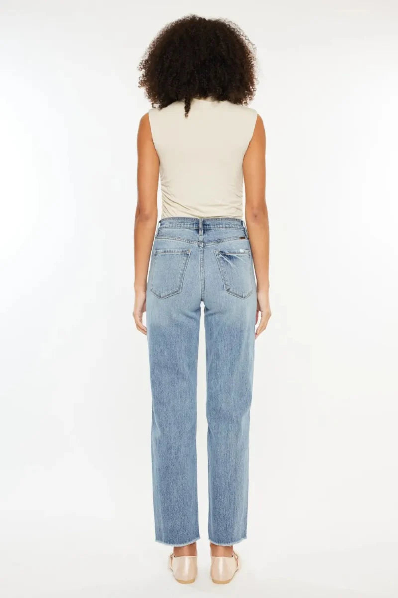 Kancan Ultra High Rise Distressed Straight Jeans for Women