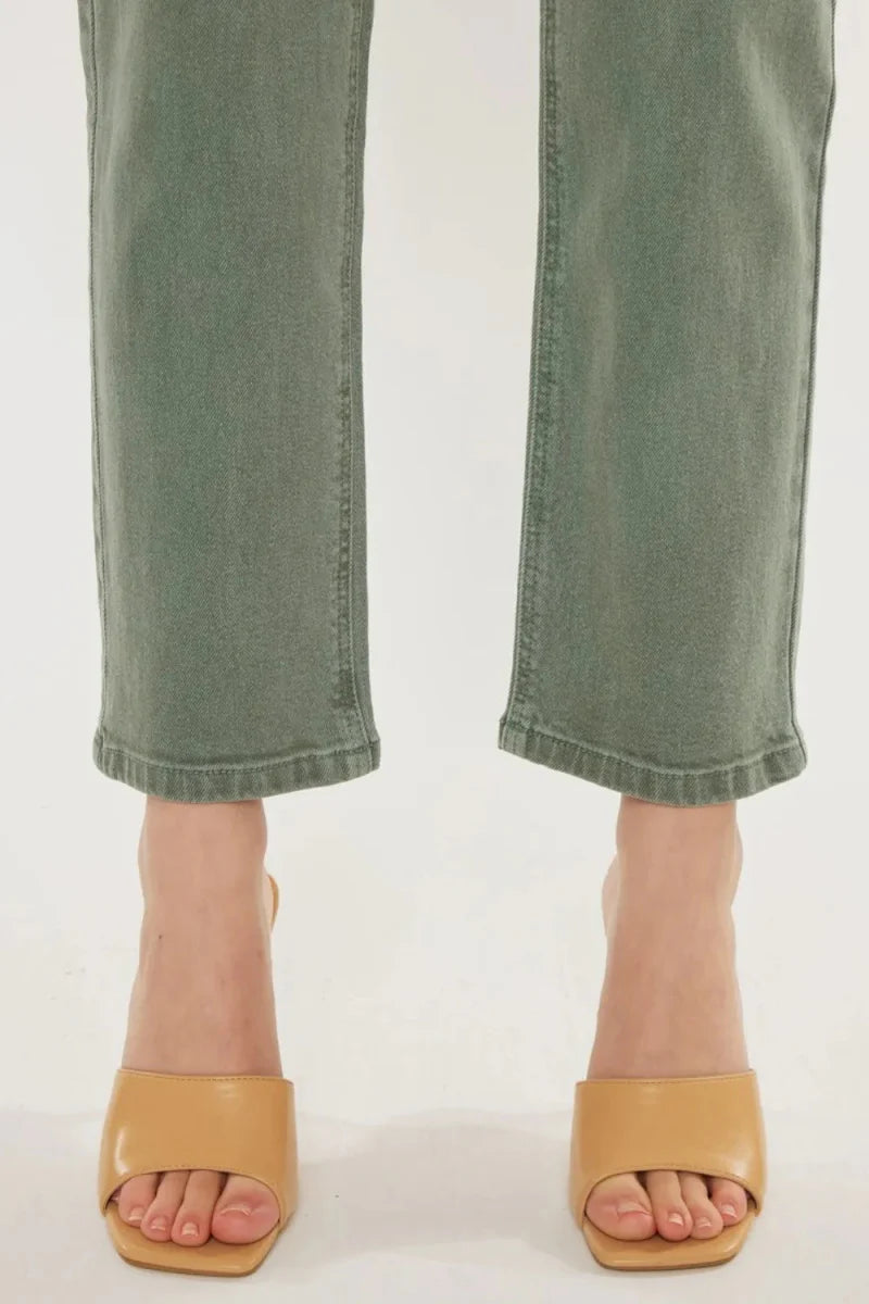 Kancan Ultra High Rise Straight Jeans in Olive Green