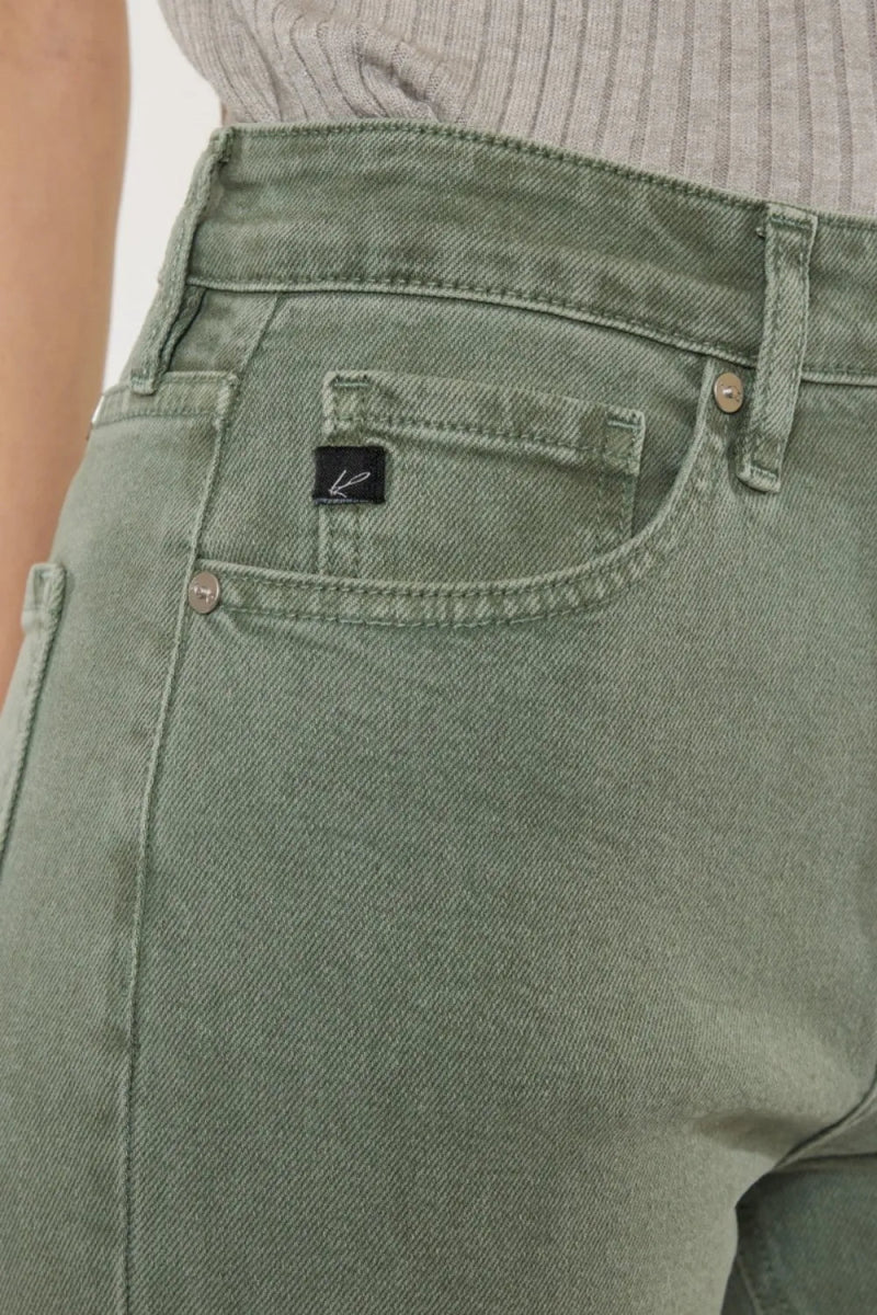 Kancan Ultra High Rise Straight Jeans in Olive Green