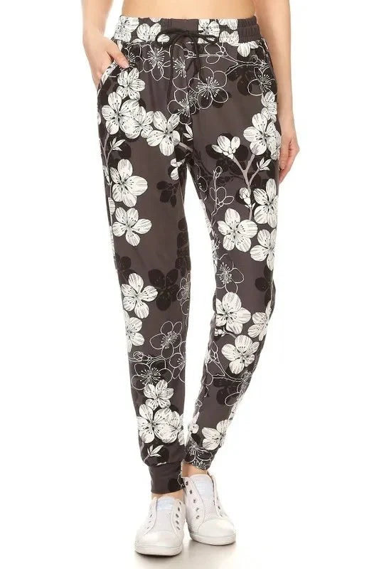 Leggings Depot Full Size Buttery Soft Floral Joggers Plus Size