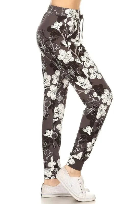 Leggings Depot Full Size Buttery Soft Floral Joggers Plus Size