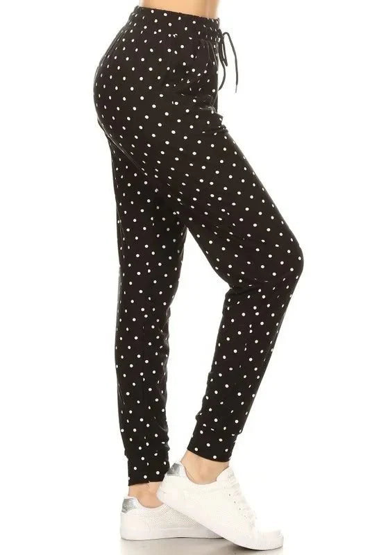 Leggings Depot Full Size Buttery Soft Polka Dot Joggers