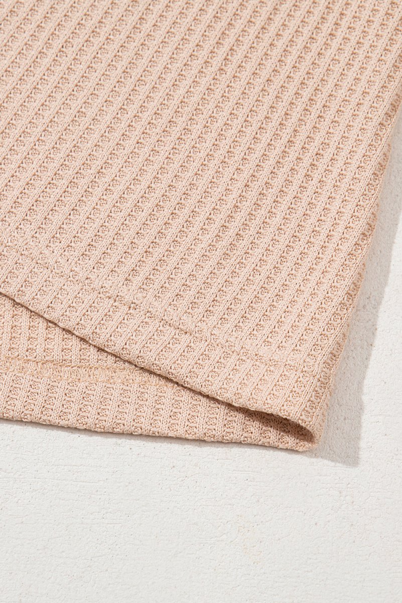 Light French Beige Cactus Forest Waffle Half Sleeve Tee Set