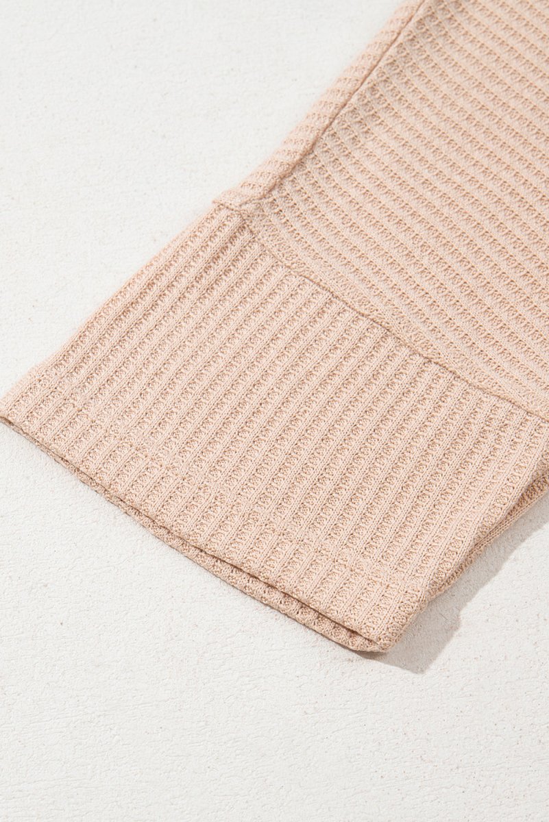 Light French Beige Cactus Forest Waffle Half Sleeve Tee Set