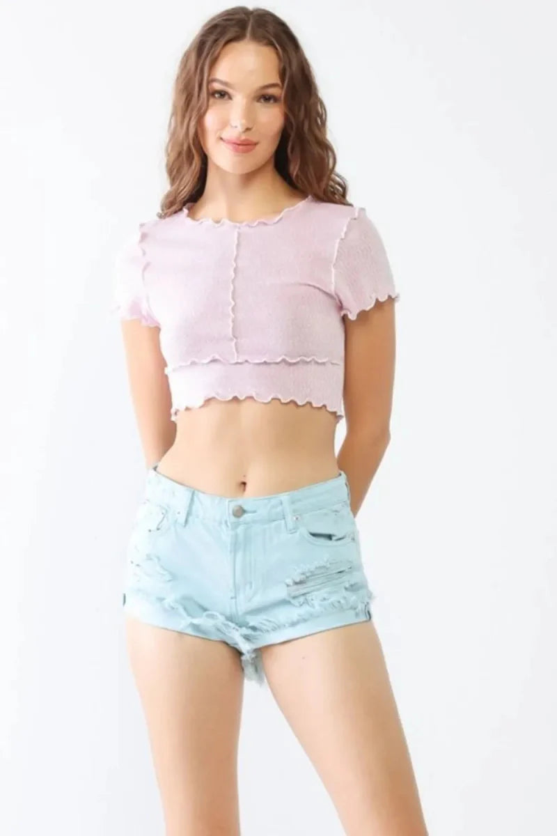 LITZ LA Distressed Ripped Denim Shorts for Trendy Style