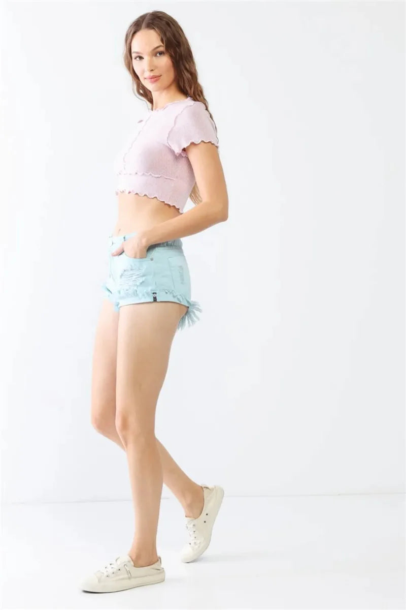 LITZ LA Distressed Ripped Denim Shorts for Trendy Style