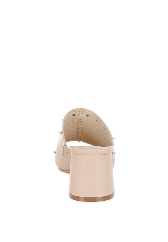 Rag Company Lomela Stud Embellished Block Heel Mules for Casual Wear