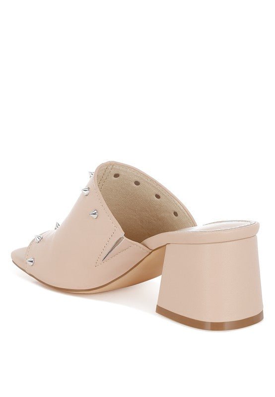 Rag Company Lomela Stud Embellished Block Heel Mules for Casual Wear