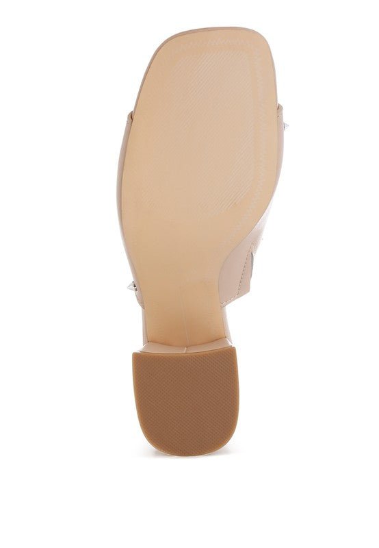 Rag Company Lomela Stud Embellished Block Heel Mules for Casual Wear