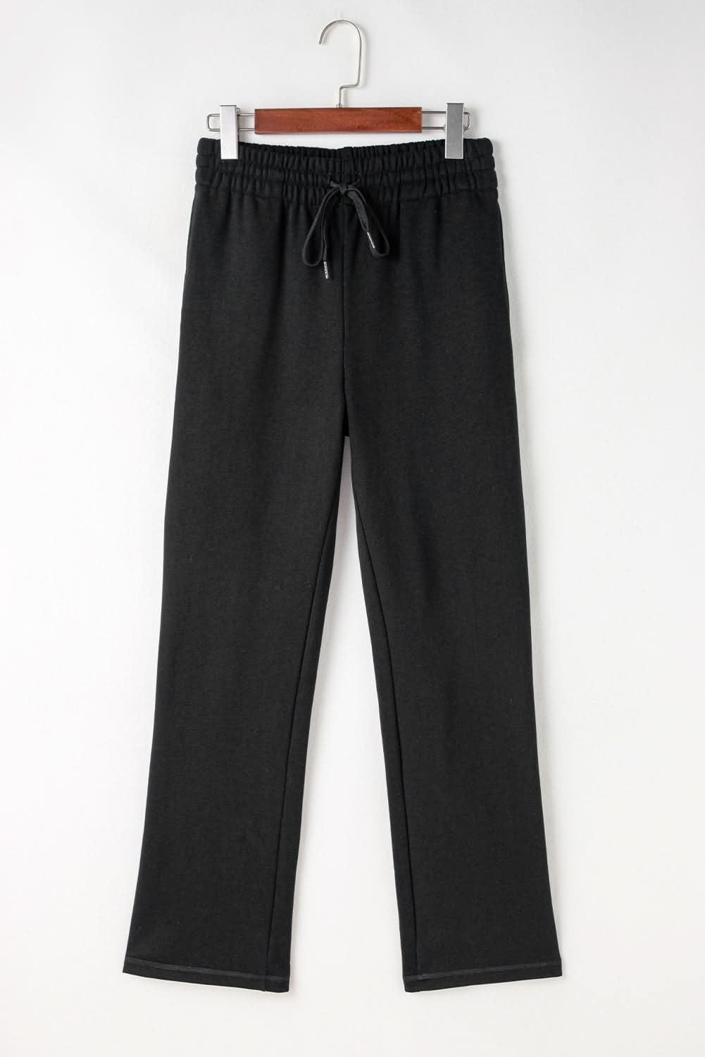 Cozy black fleece pants with drawstring