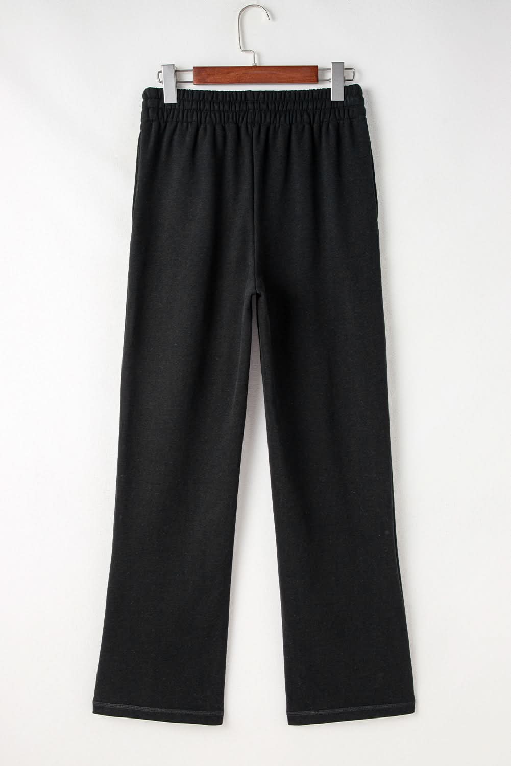 Cozy black fleece pants with drawstring