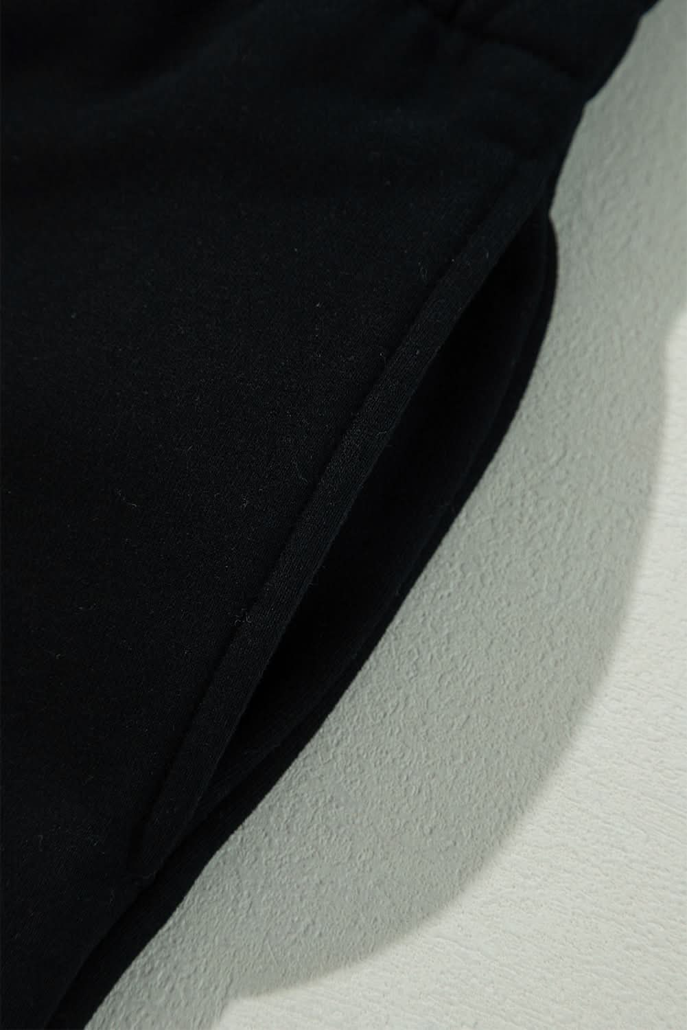 Cozy black fleece pants with drawstring