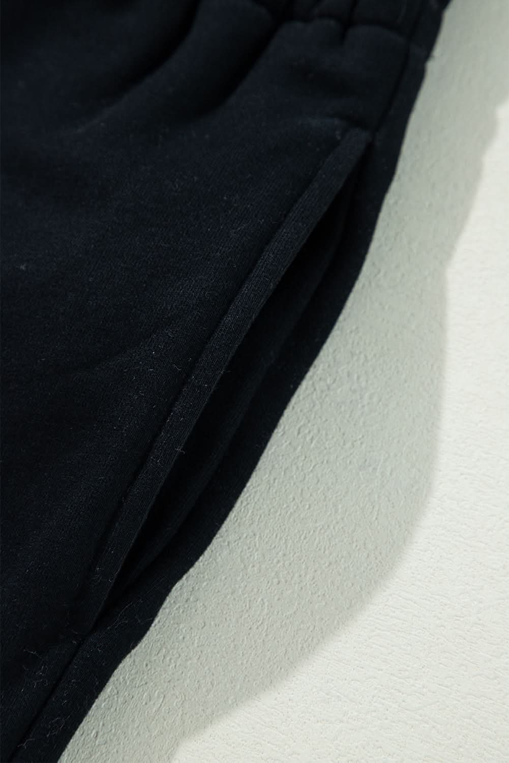 Cozy black fleece pants with drawstring