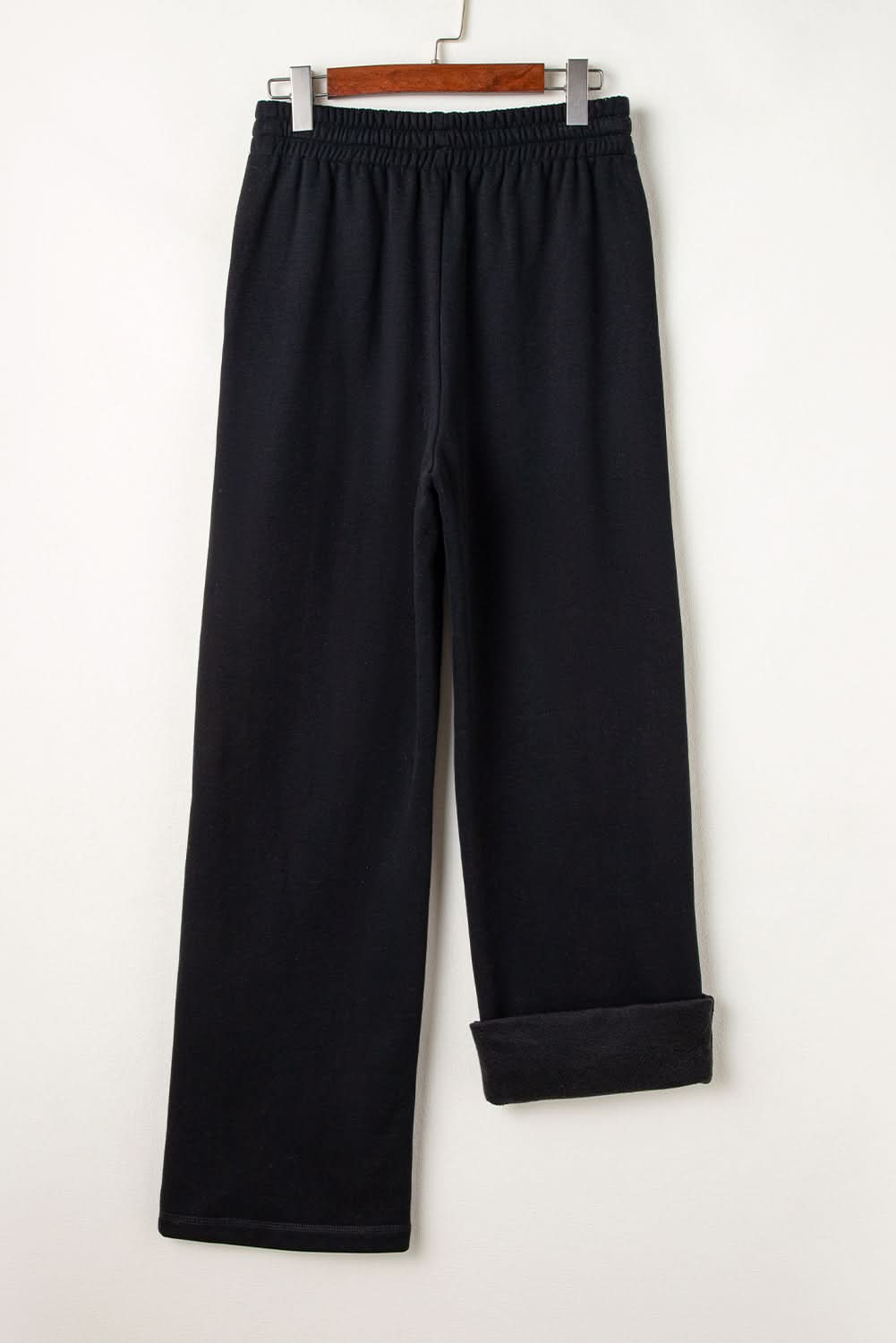 Cozy black fleece pants with drawstring