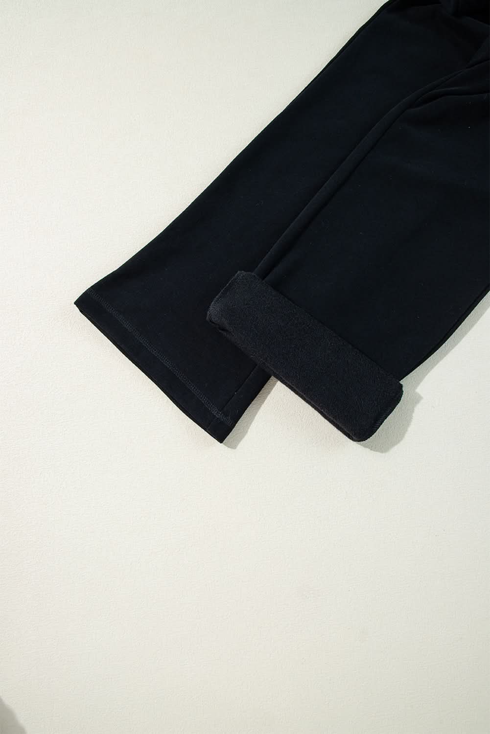 Cozy black fleece pants with drawstring