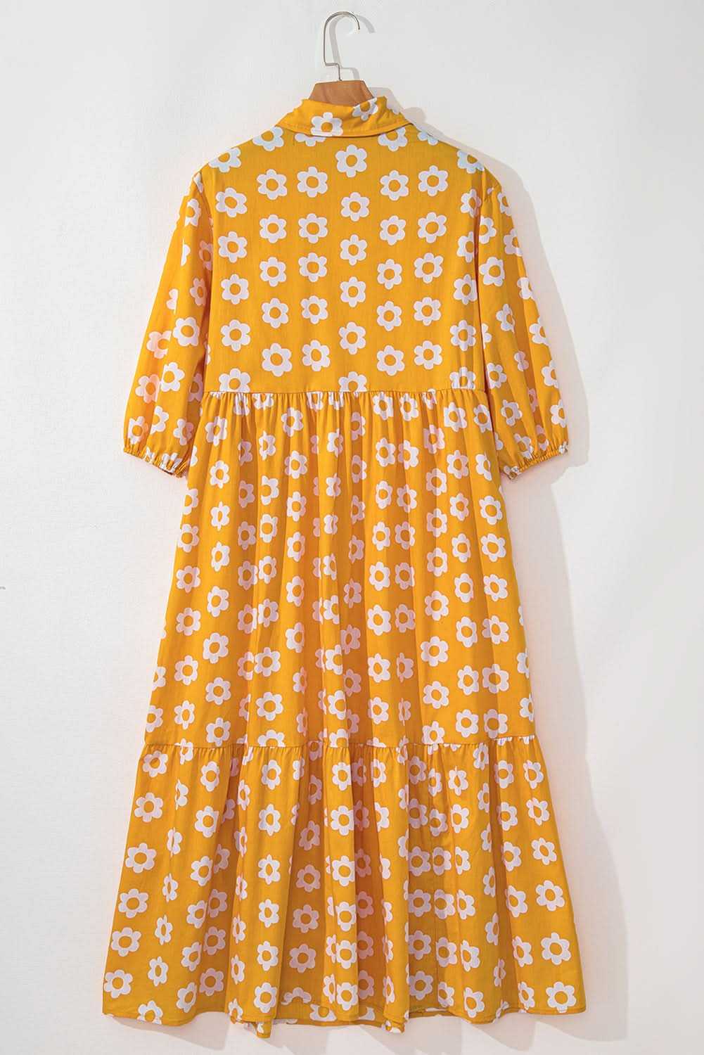 Floral Collared Maxi Dress - Yellow