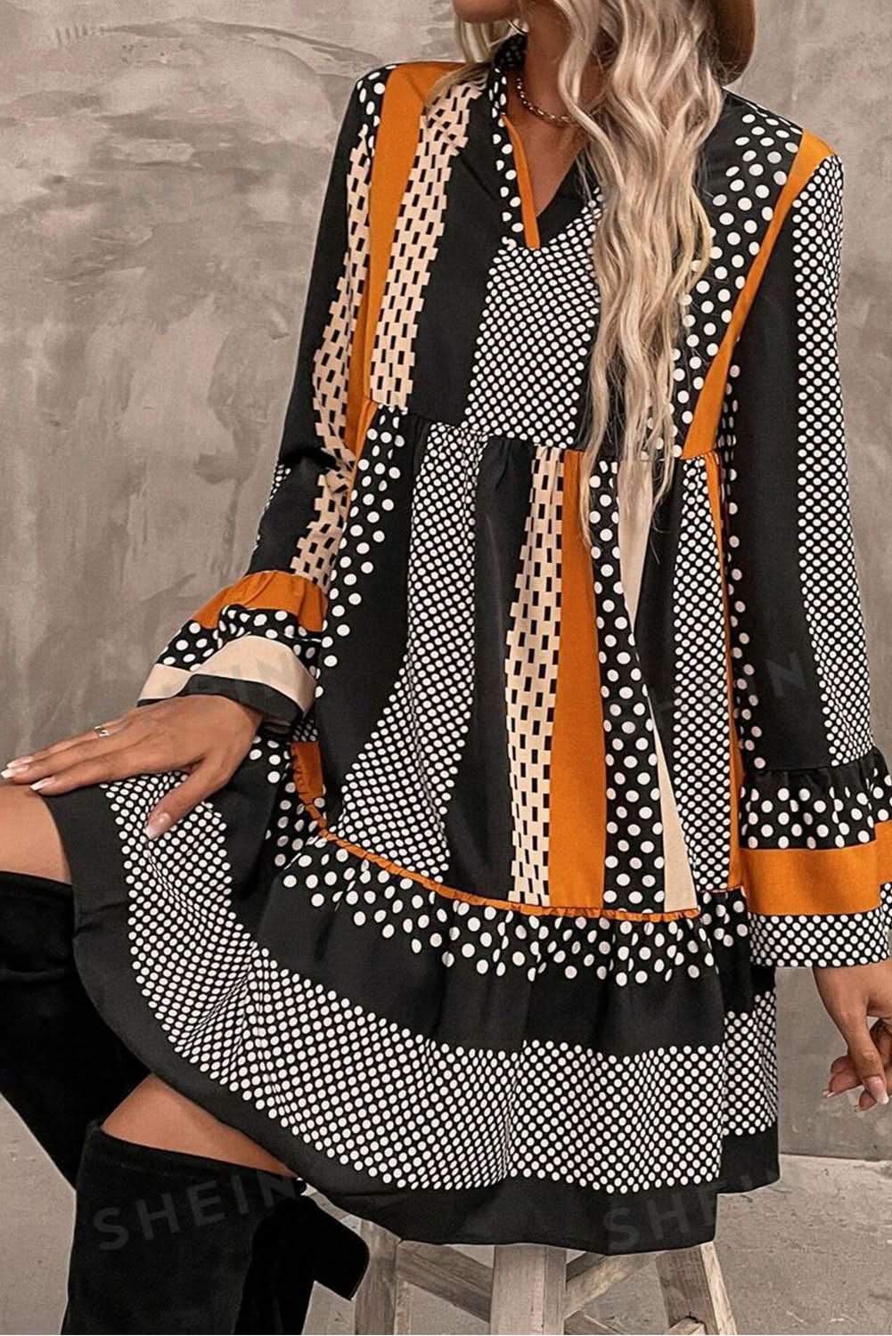 Playful polka dot ruffled mini dress