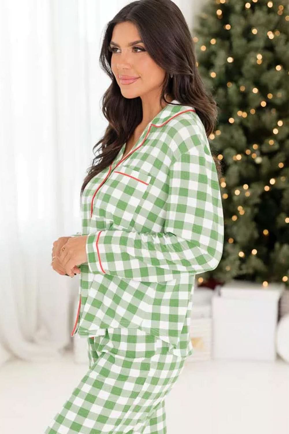 Light green plaid holiday pajamas