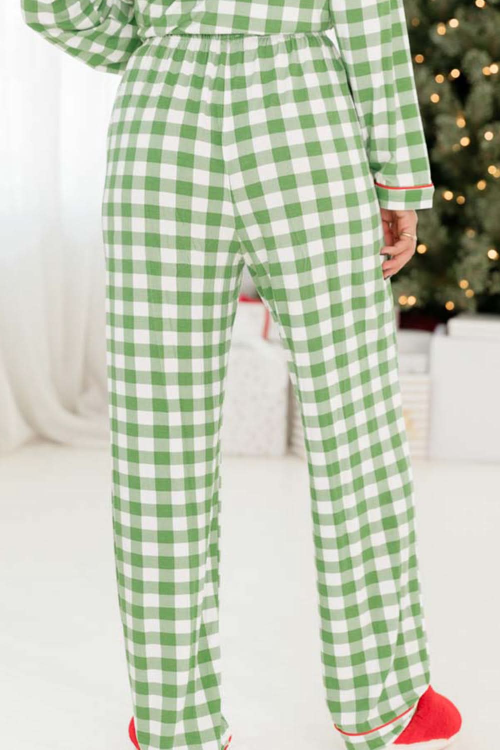 Light green plaid holiday pajamas