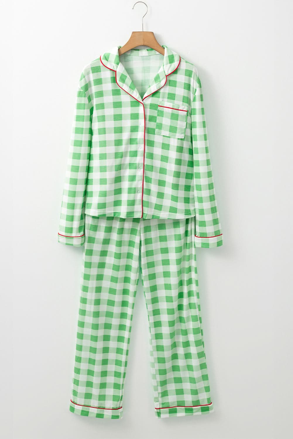 Light green plaid holiday pajamas