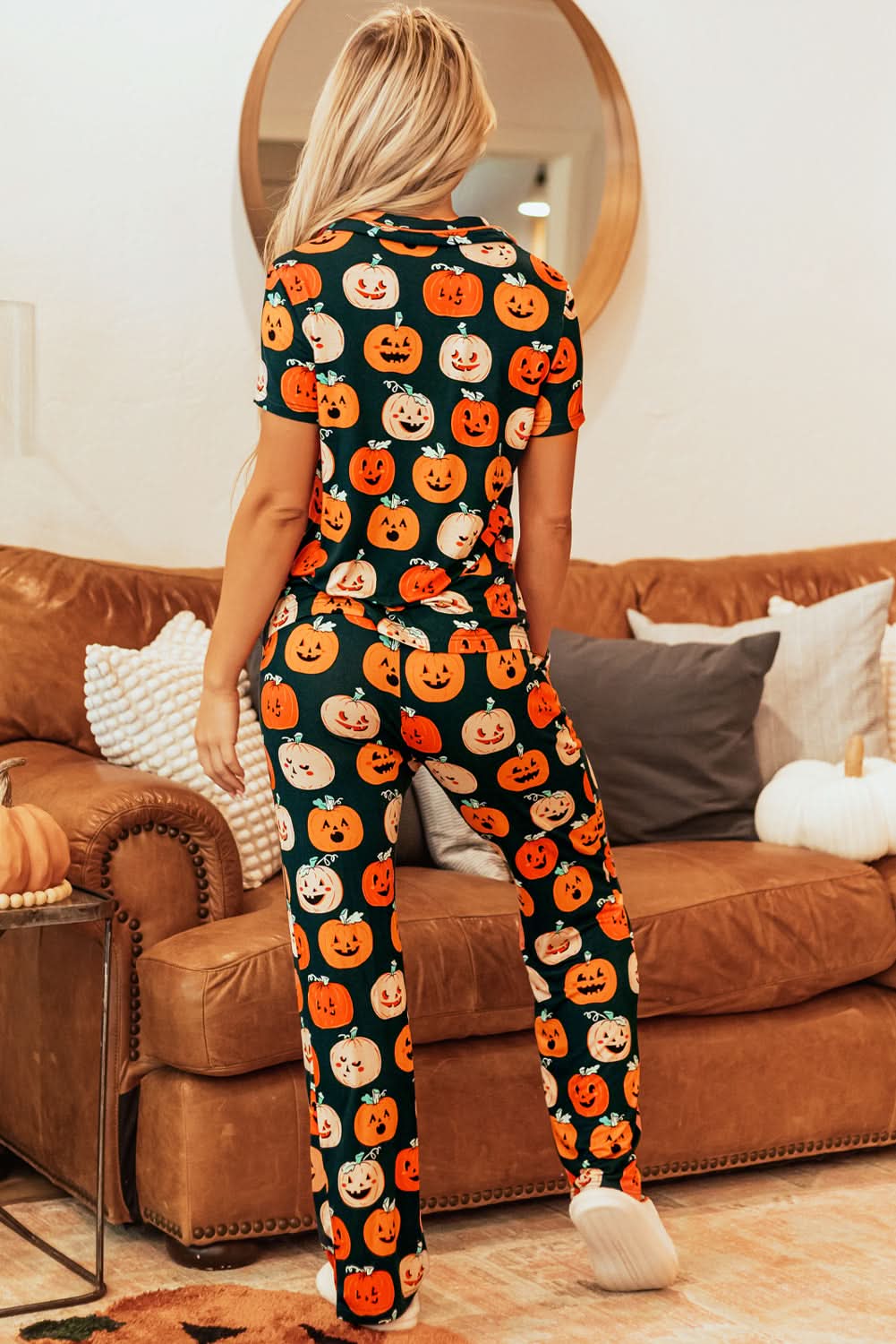 Orange Halloween Pajama Set