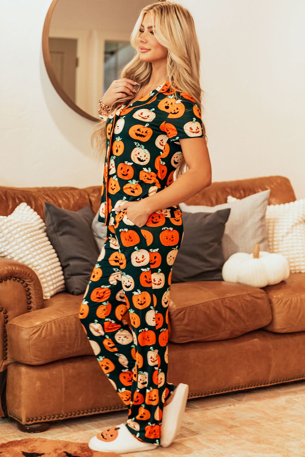 Orange Halloween Pajama Set
