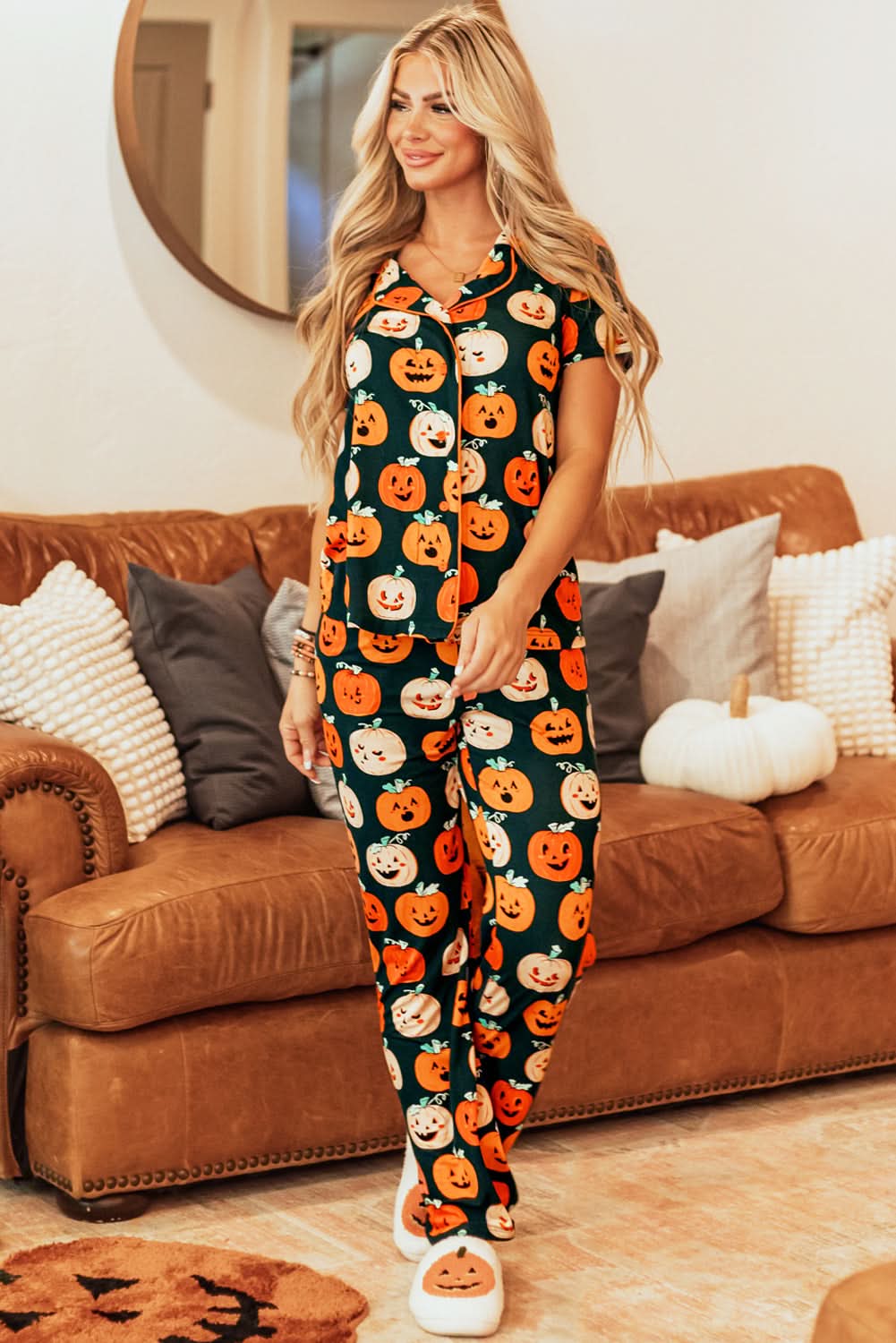 Orange Halloween Pajama Set