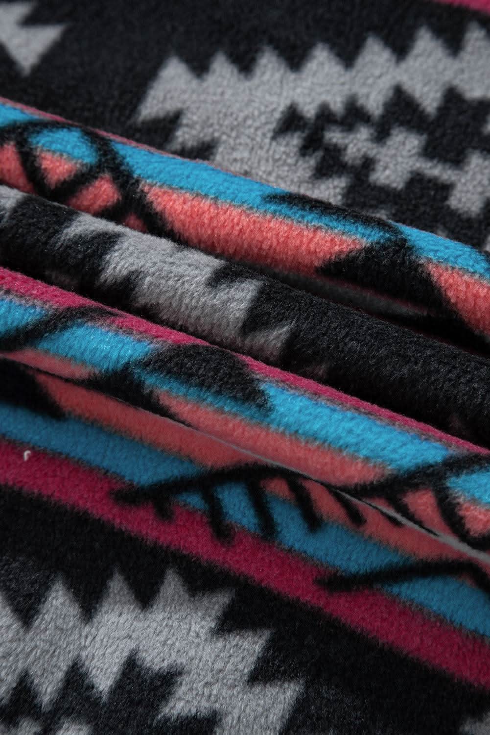 Boho black aztec zip collar jacket