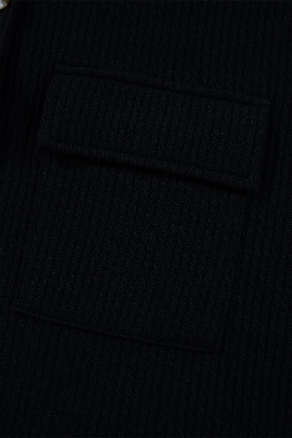 Chic black corduroy shacket with pockets