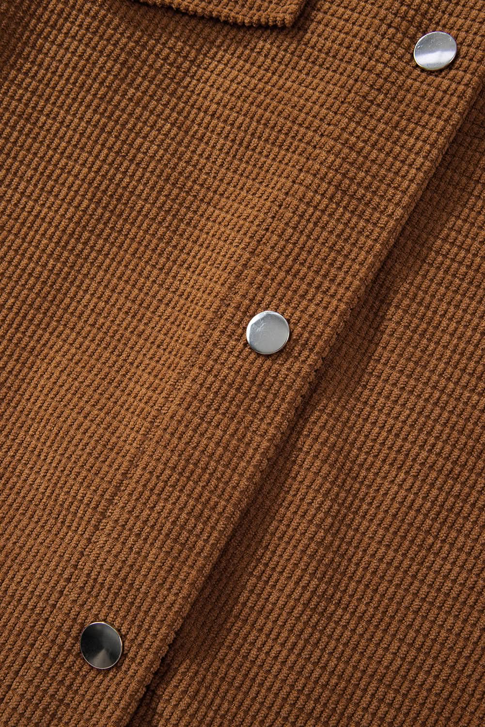 Brown textured shacket with pockets