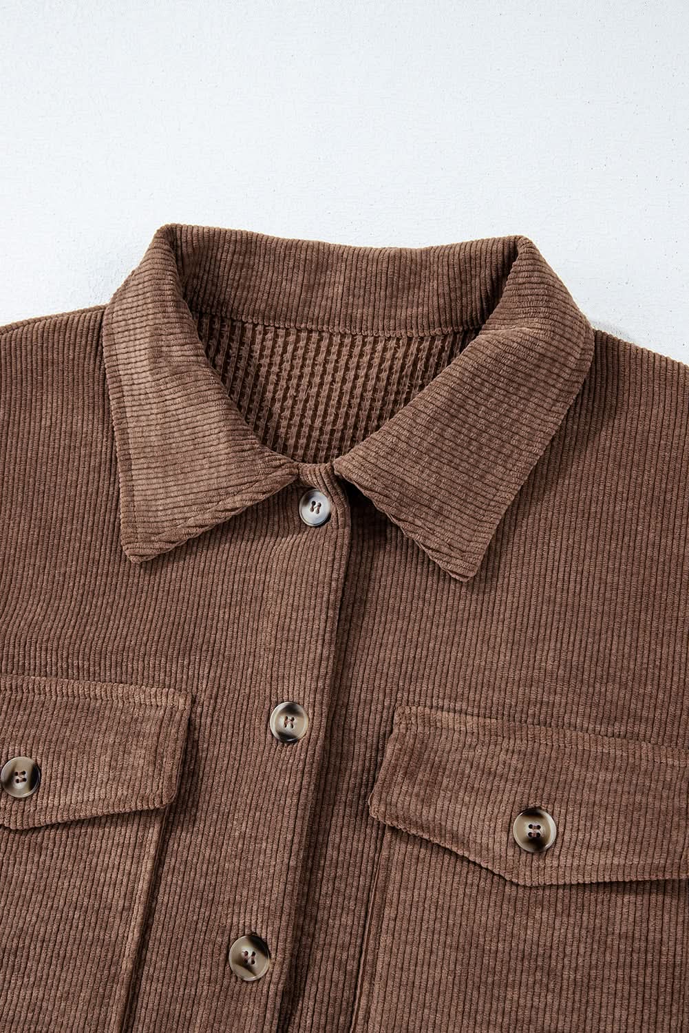 Cozy chestnut corduroy shacket