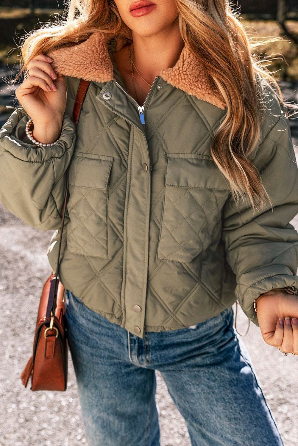 Cozy jungle green puffer jacket
