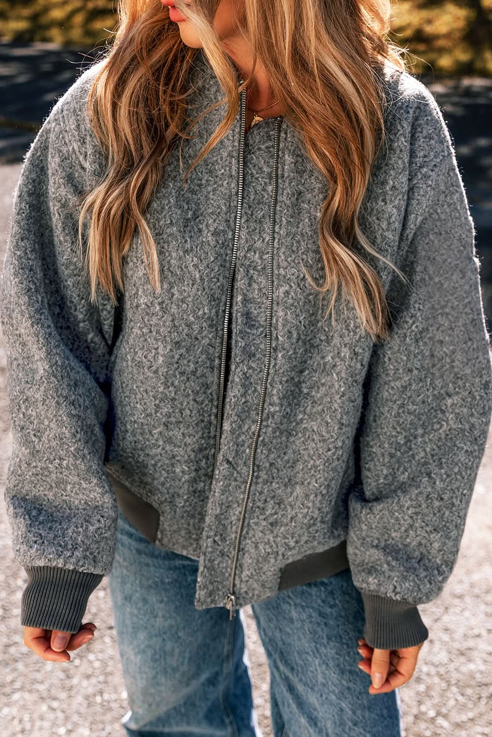 Chic medium grey fuzzy jacket