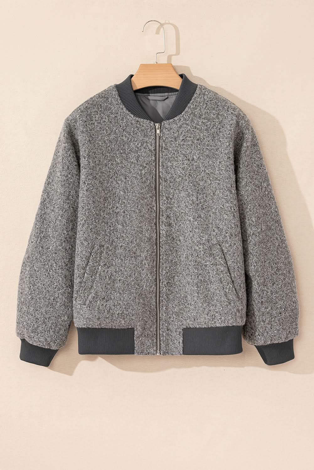 Chic medium grey fuzzy jacket