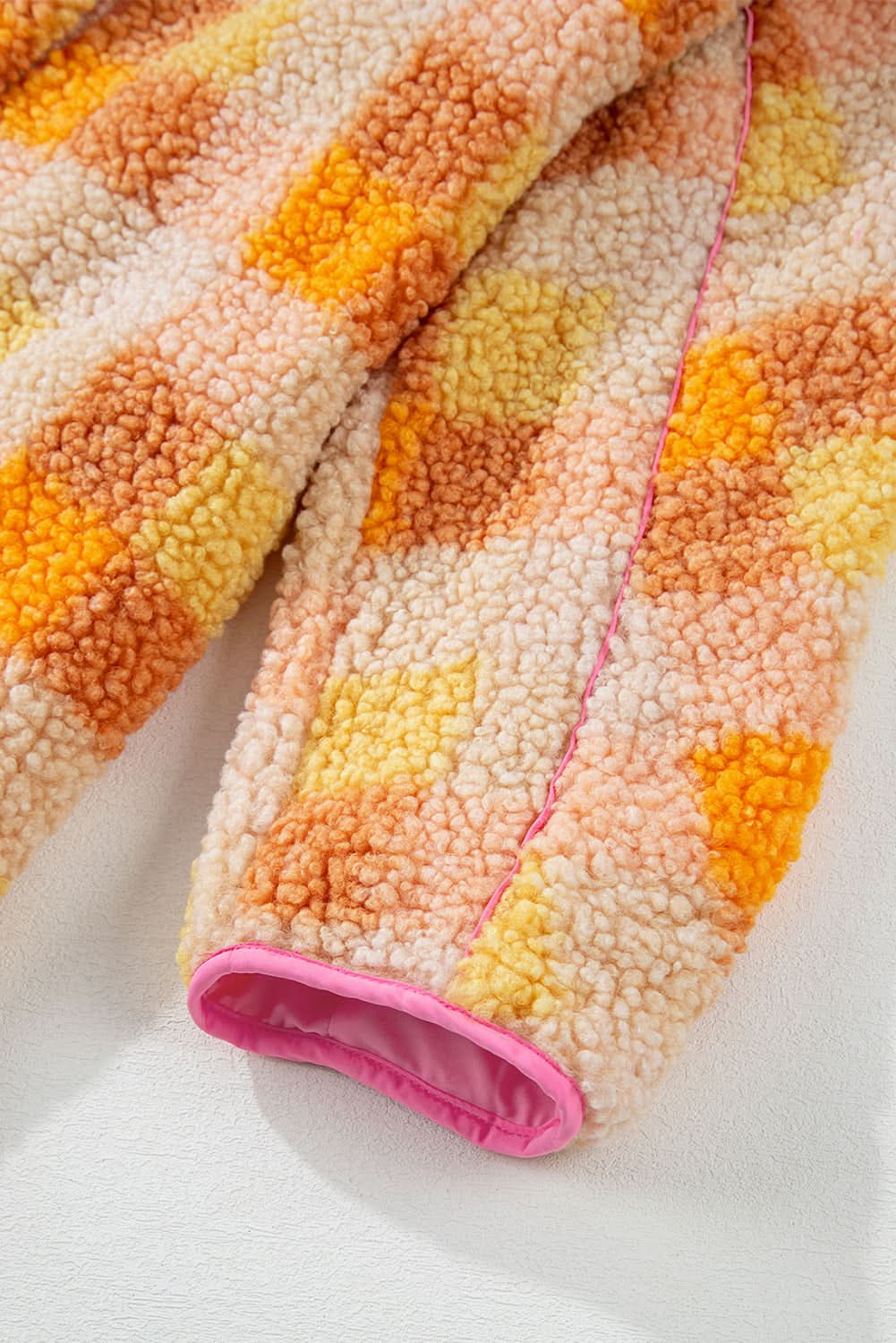 Cozy orange checkered sherpa jacket