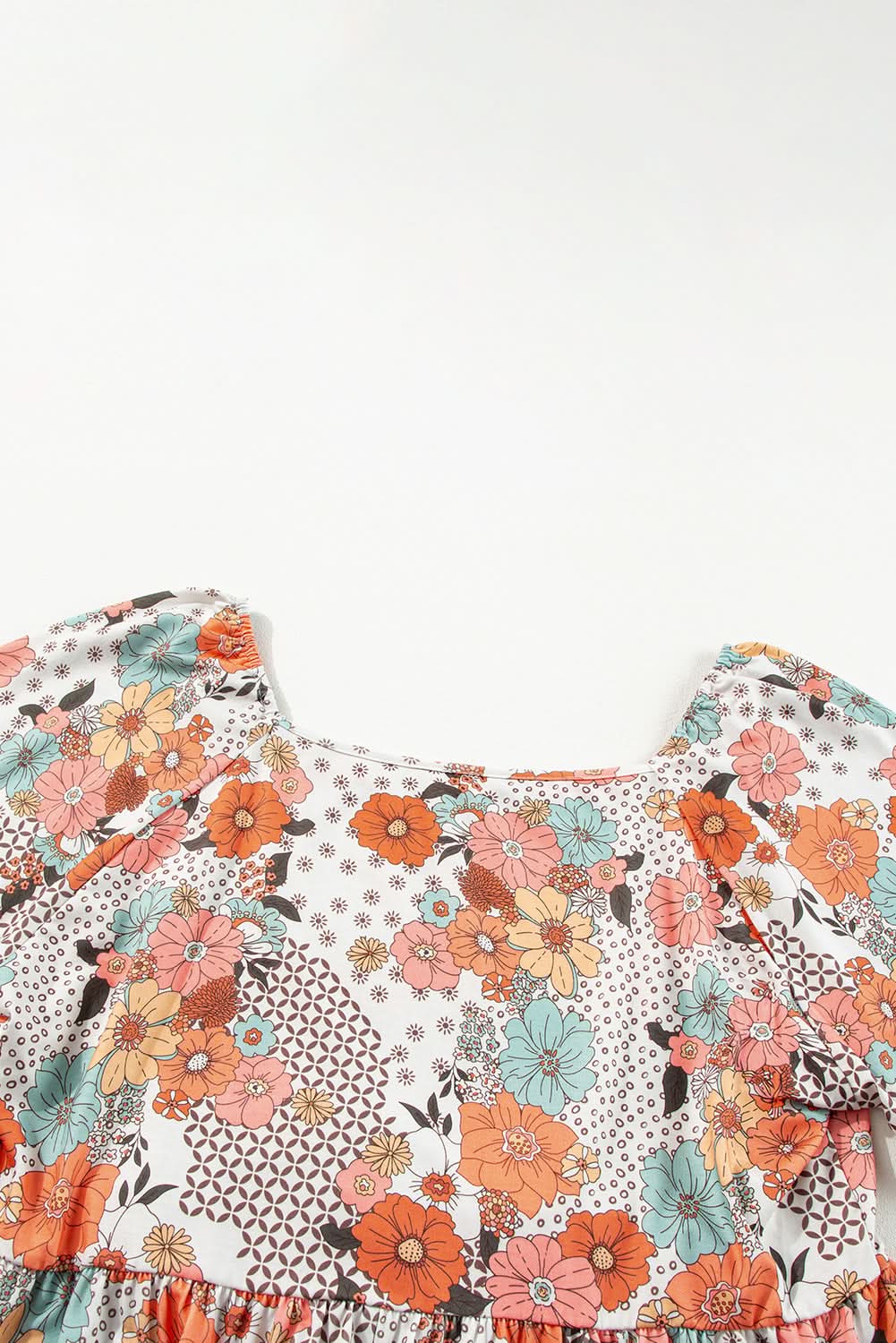 Khaki floral plus size peplum blouse