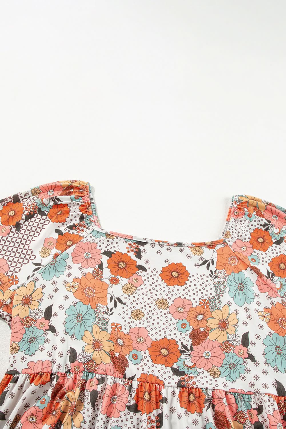 Khaki floral plus size peplum blouse