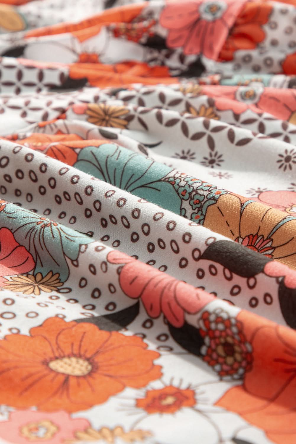 Khaki floral plus size peplum blouse