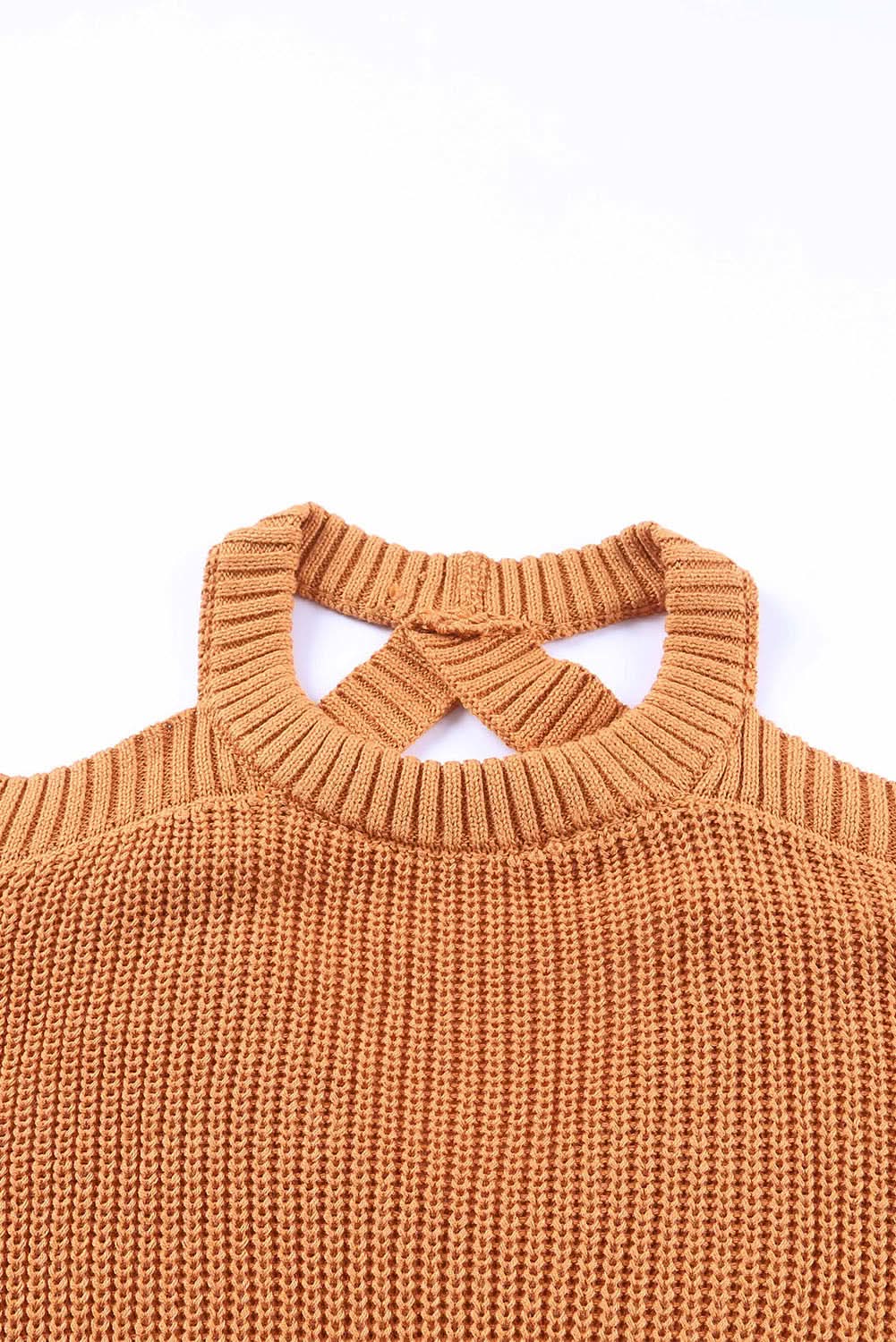 Chic cold shoulder sweater - brown