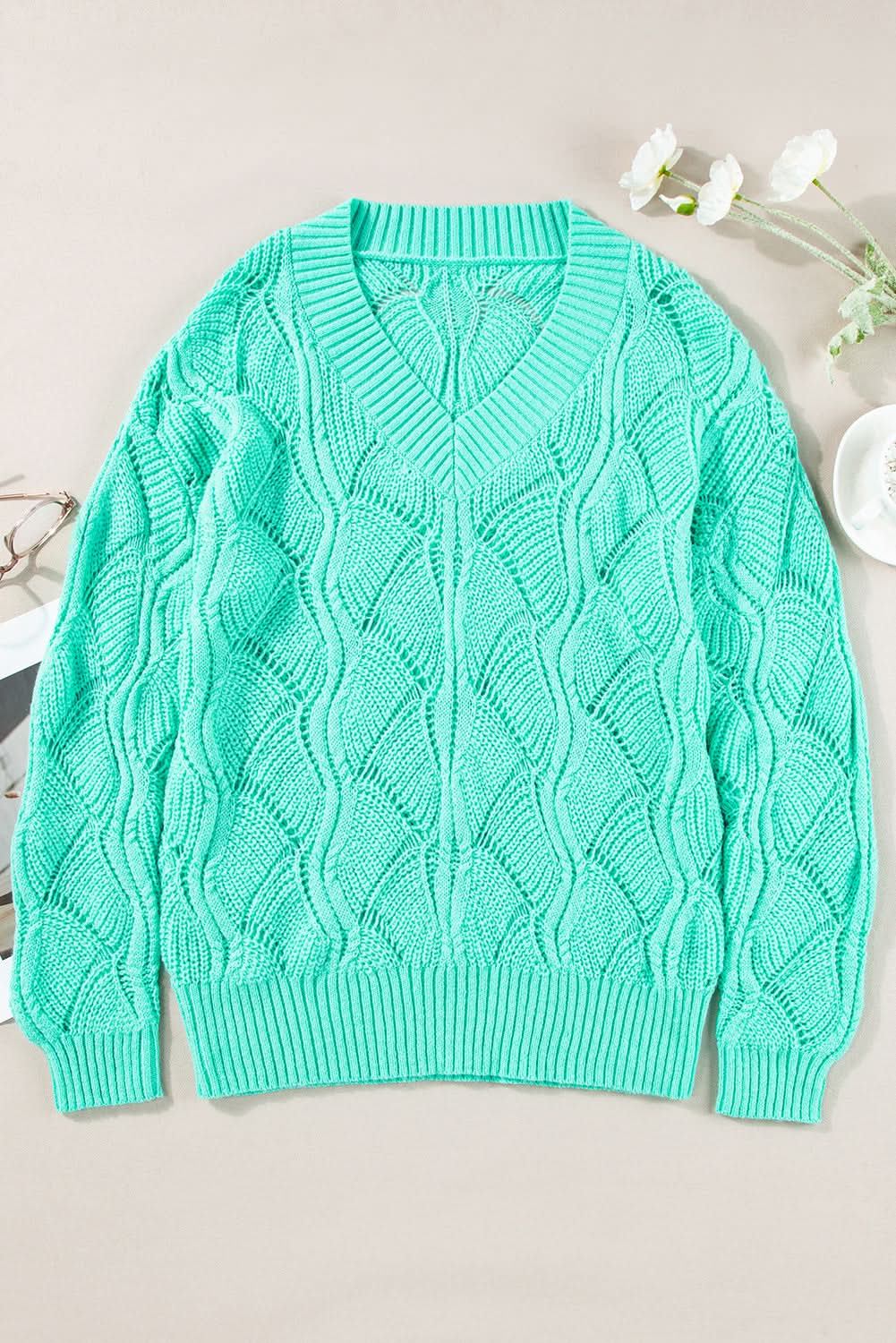 Chic mint green knit sweater